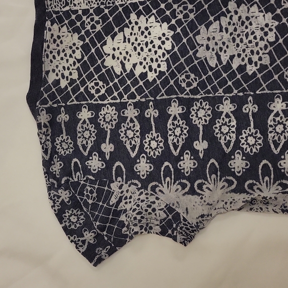 Curious Gypsy Short Sleeve T-Shirt Sheer Boho Hippie Grey White Women'sM - Picture 9 of 13